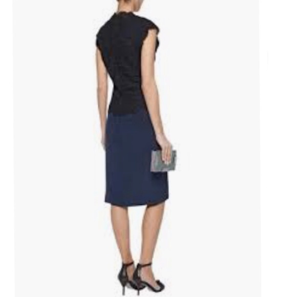Reem Acra Navy Silk-faille & Black Lace Dress - Picture 6 of 16